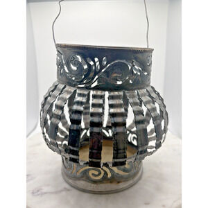 Tin can lantern art by Susan Durazo Signed by the artist Medium size with handle